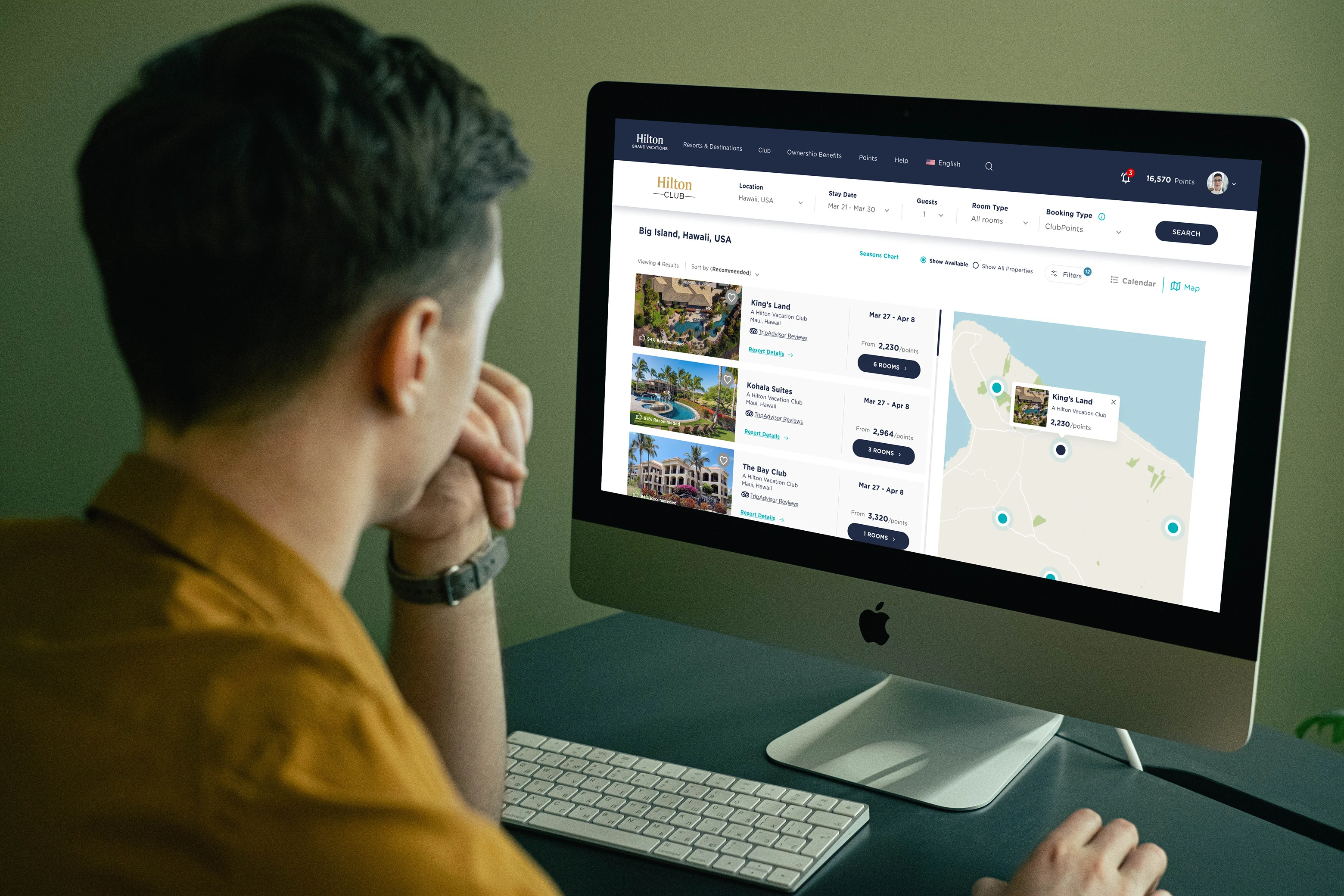 Owner-focused booking UI on iMac